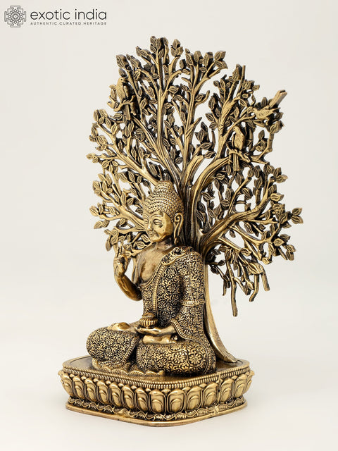 6" Superfine Lord Buddha Seated Under The Bodhi Tree | Brass Statue