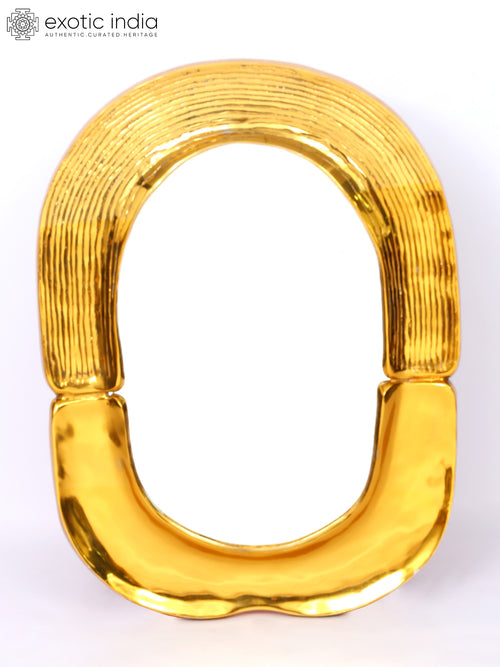 34" Designer Brass Wall Hanging Mirror for Home Decor