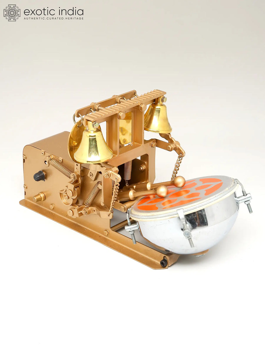 15" Brass Fully Automatic Aarti Machine with Nagara Temple Drum Bell