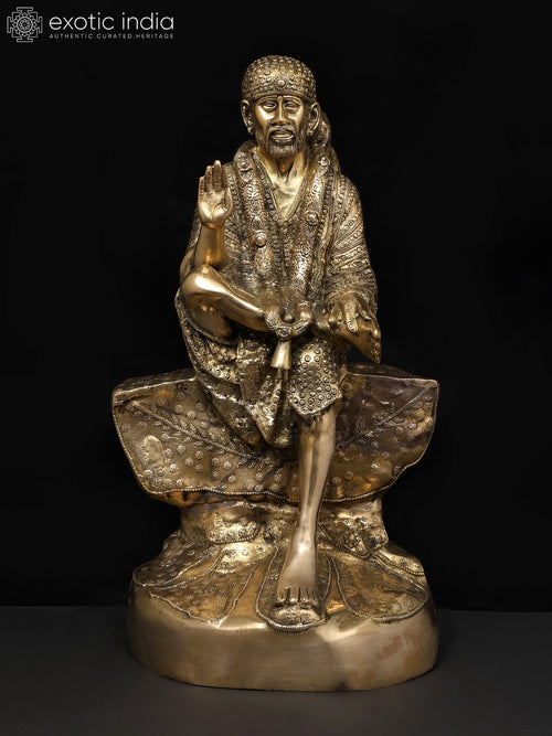 24" Blessing Sai Baba Brass Statue for Pooja