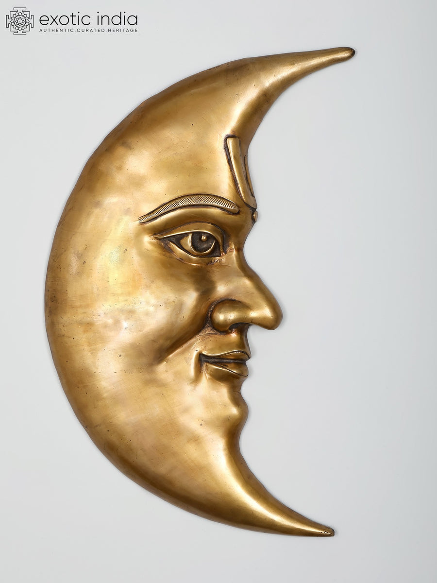 23" Brass Chandra Moon Wall Hanging for Home Decor