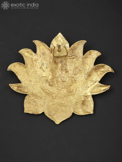 11" Brass Lord Ganesha Seated on Lotus | Wall Hanging