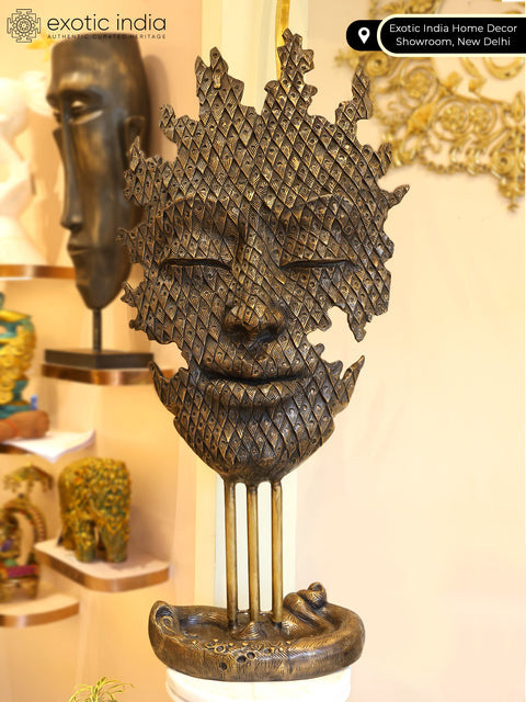 56" Large Modern Buddha Head | Brass Sculpture