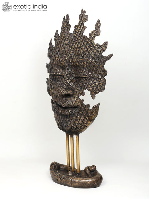 56" Large Modern Buddha Head | Brass Sculpture
