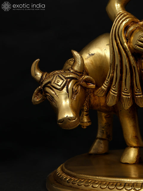 12" Lord Krishna Holding Govardhan Parvat on his Little Finger | Brass Statue