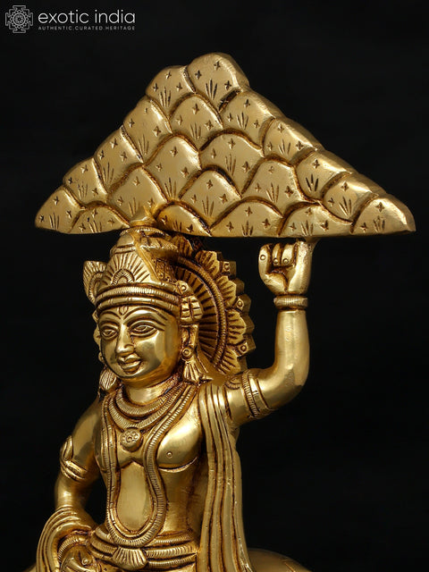 12" Lord Krishna Holding Govardhan Parvat on his Little Finger | Brass Statue