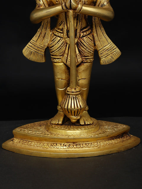 9" Standing Lord Hanuman in Namaskar Mudra | Brass Statue