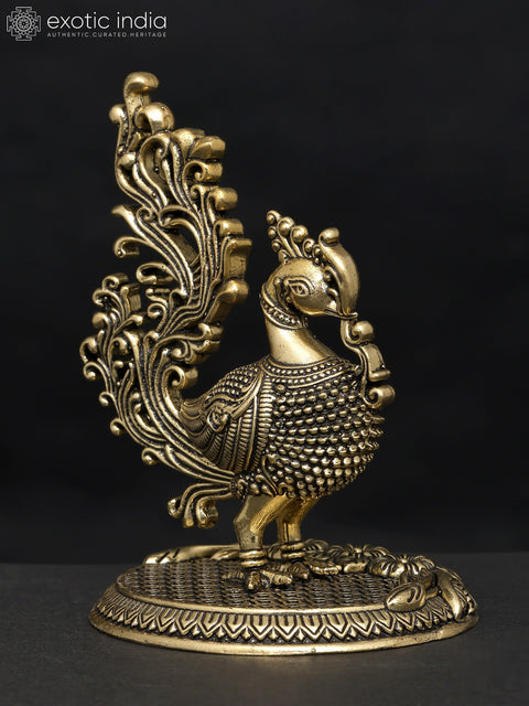 4" Small Superfine Peacock | Brass Statue