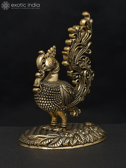 4" Small Superfine Peacock | Brass Statue