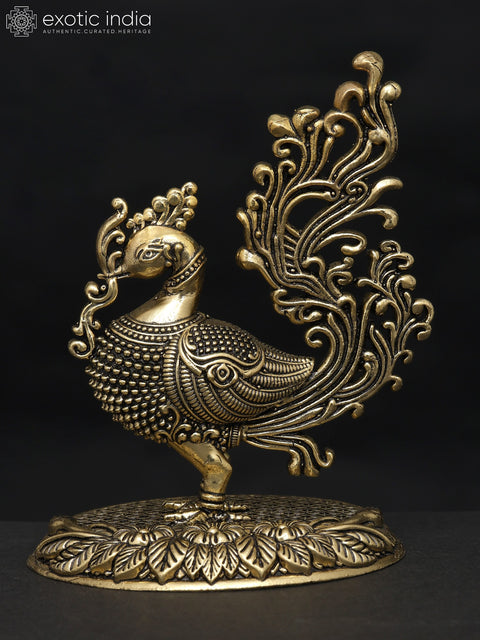 4" Small Superfine Peacock | Brass Statue