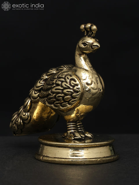 2" Small Superfine Peacock (Annam) Statue in Brass