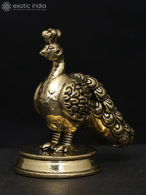 2" Small Superfine Peacock (Annam) Statue in Brass