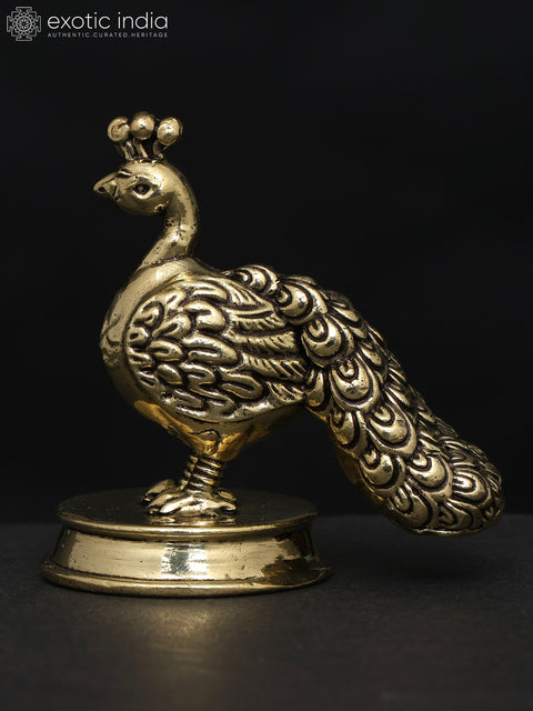 2" Small Superfine Peacock (Annam) Statue in Brass