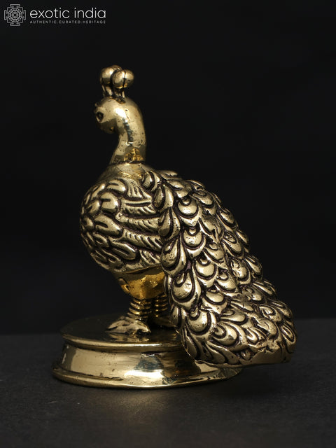 2" Small Superfine Peacock (Annam) Statue in Brass