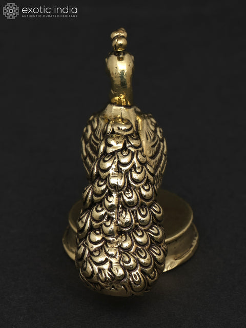 2" Small Superfine Peacock (Annam) Statue in Brass