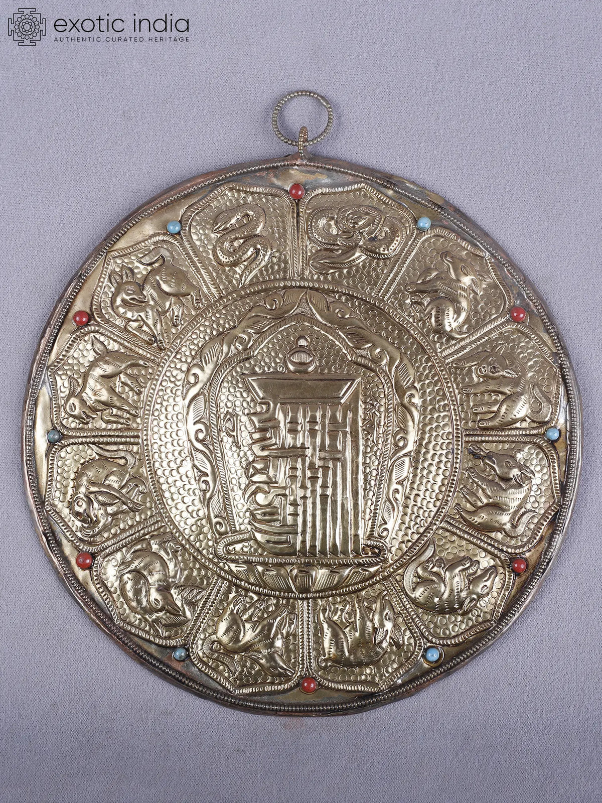 8" Brass Astrology Symbol Wall Hanging Mandala From Nepal | Handmade Ritual Item