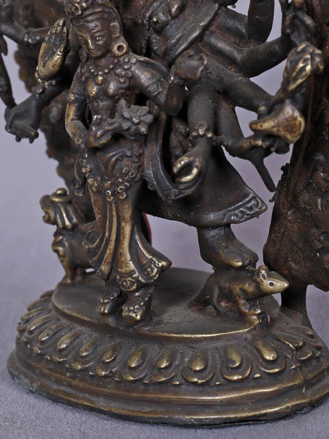 6" Brass Standing Lord Ganesha With Goddess Siddhi | Brass Statue