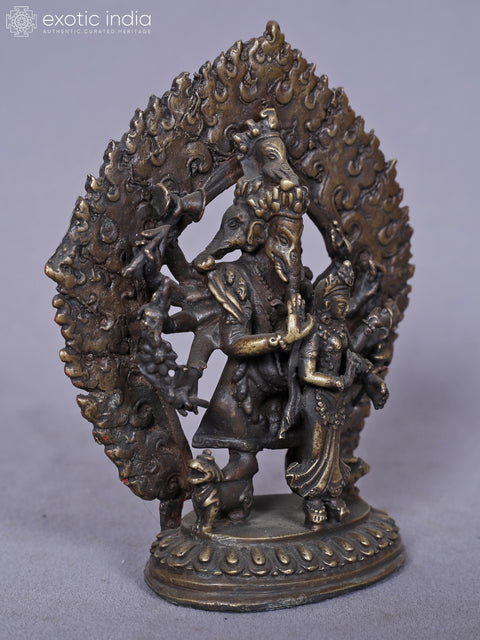 6" Brass Standing Lord Ganesha With Goddess Siddhi | Brass Statue