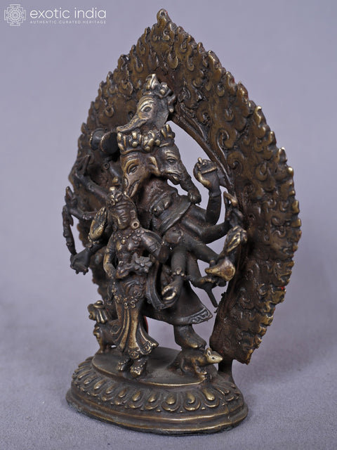 6" Brass Standing Lord Ganesha With Goddess Siddhi | Brass Statue