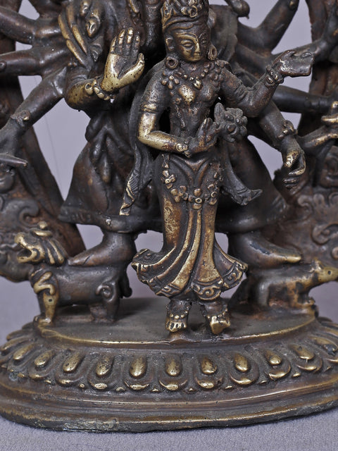 6" Brass Standing Lord Ganesha With Goddess Siddhi | Brass Statue