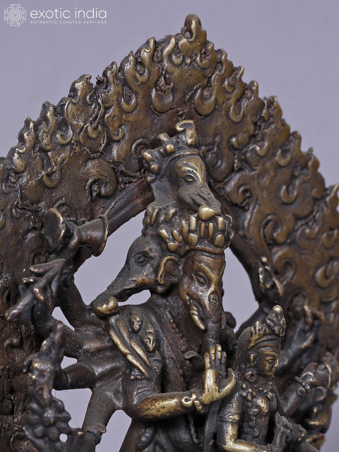 6" Brass Standing Lord Ganesha With Goddess Siddhi | Brass Statue