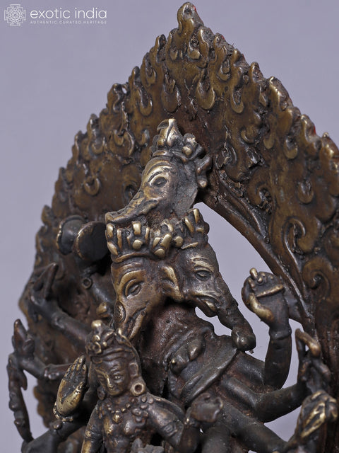 6" Brass Standing Lord Ganesha With Goddess Siddhi | Brass Statue