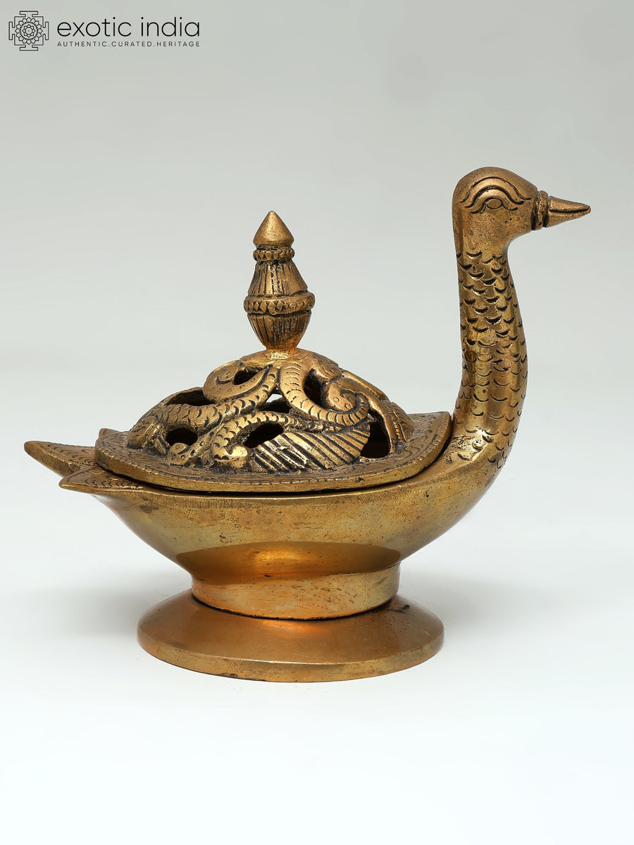 5" Brass Peacock Dhoop Dani Incense Burner