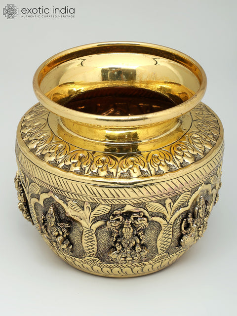 5" Superfine Brass Ashtalakshmi Ritual Kalash