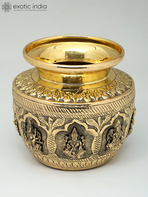 5" Superfine Brass Ashtalakshmi Ritual Kalash