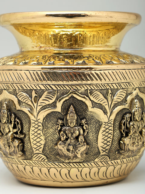 5" Superfine Brass Ashtalakshmi Ritual Kalash