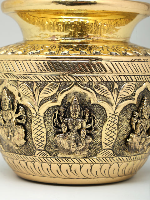 5" Superfine Brass Ashtalakshmi Ritual Kalash