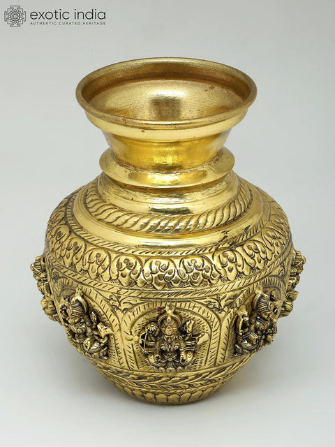 6" Superfine Ashtalakshmi Kalash in Brass