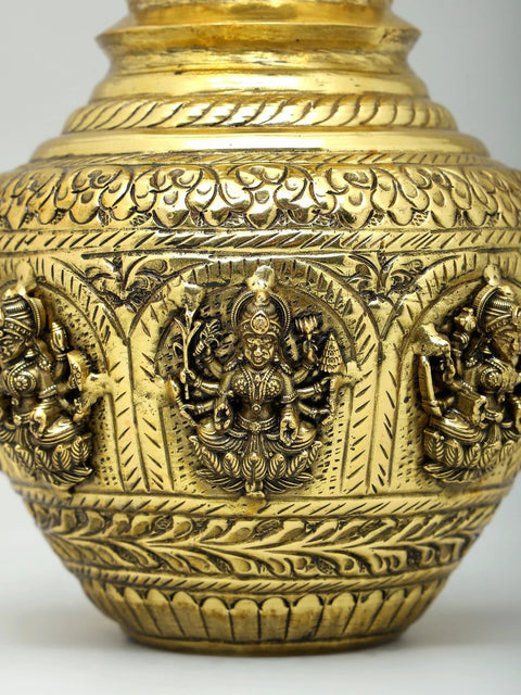 6" Superfine Ashtalakshmi Kalash in Brass