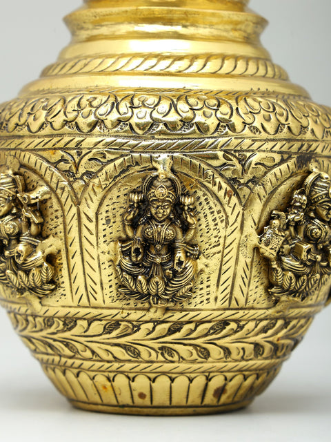 6" Superfine Ashtalakshmi Kalash in Brass