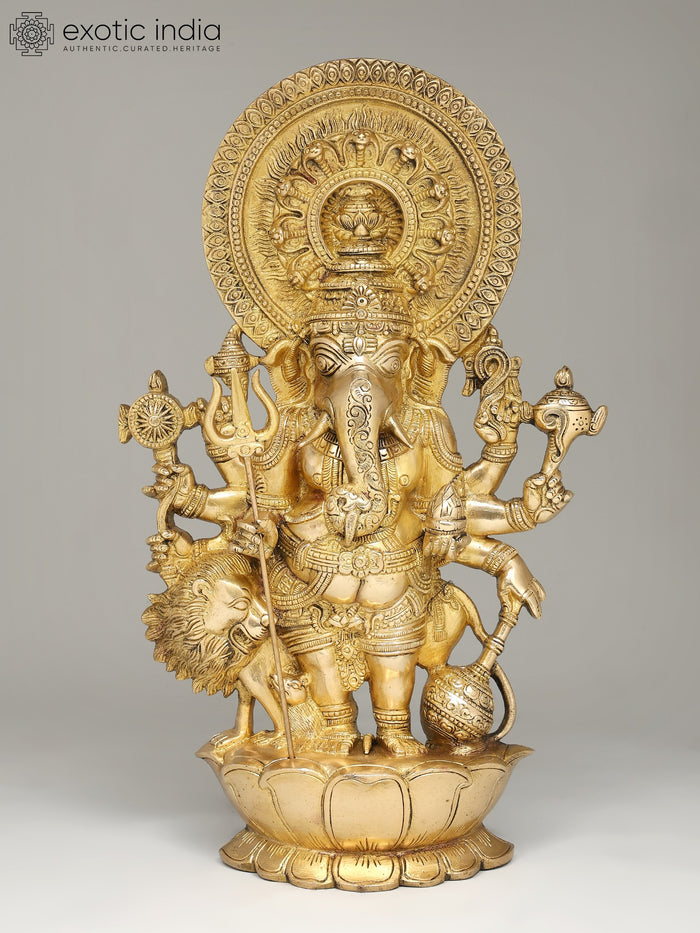 17" Handmade Brass Drishti Ganesha Wall Hanging Statue