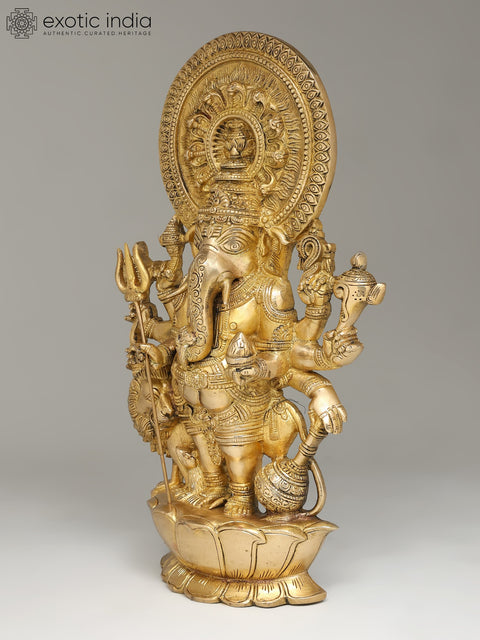 17" Brass Drishti Ganesha Statue in Brass | Wall Hanging