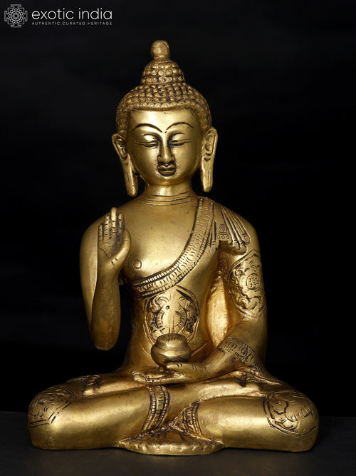 7" Blessing Buddha Handmade Brass Statue