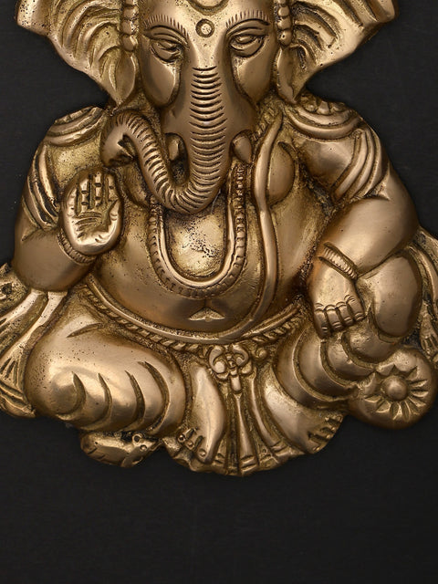 7" Blessing Ganesha Wall Hanging | Brass Statue