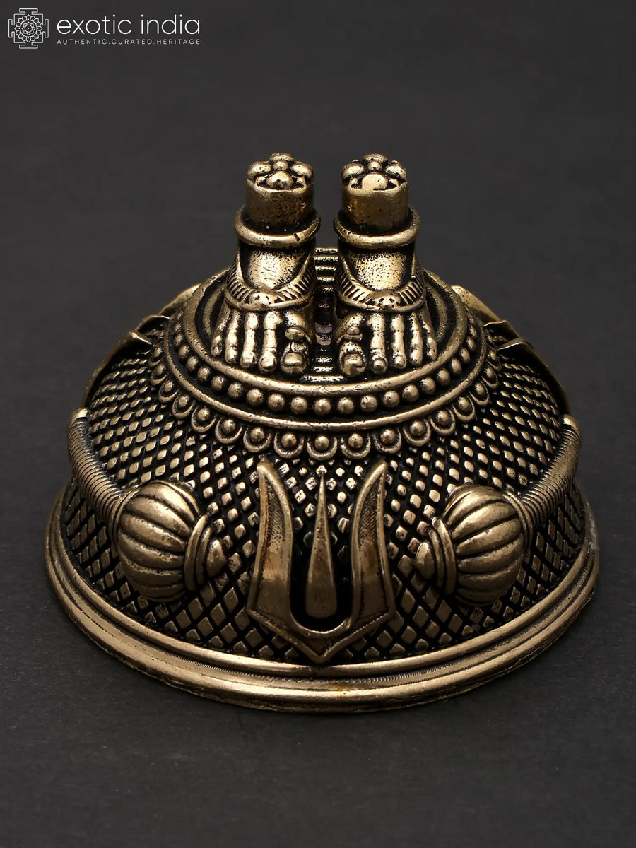 10" Handmade Brass Charan Paduka Statue