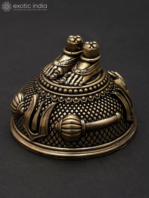 Small Superfine Charan Paduka in Brass
