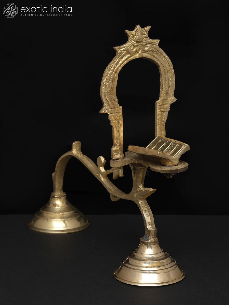 10" Brass Vedam Shodash Upachara Lamp for Pooja