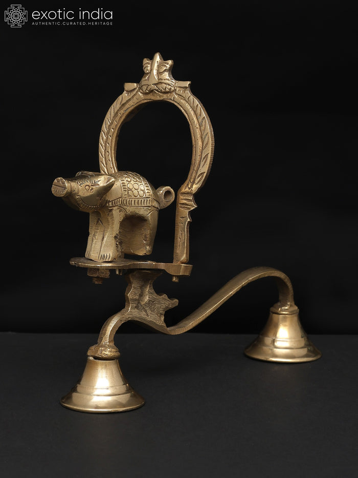 7" Brass Shodash Upachara Lamp for Pooja