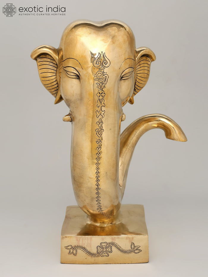 17" Handmade Brass Ganesha Statue for Home Decor