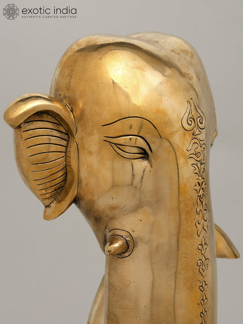 17" Brass Stylized Ganesha Statue in Brass
