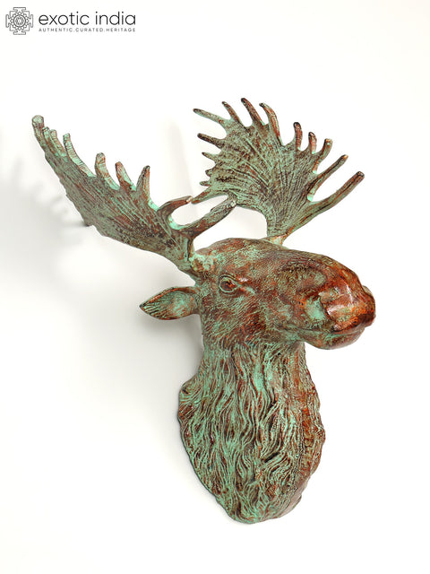 20" Brass Moose Head | Wall Hanging | Home Decor