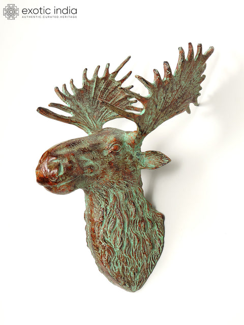 20" Brass Moose Head | Wall Hanging | Home Decor