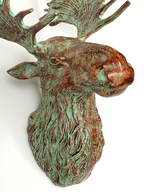 20" Brass Moose Head | Wall Hanging | Home Decor