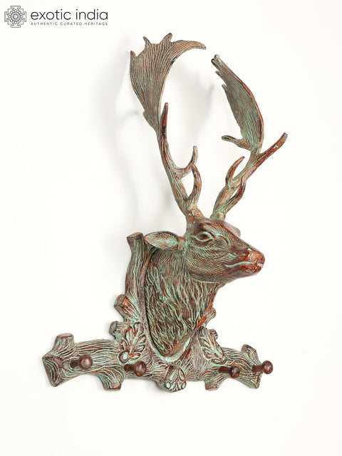 22" Wall Hanging Deer Head with Hooks | Home Decor