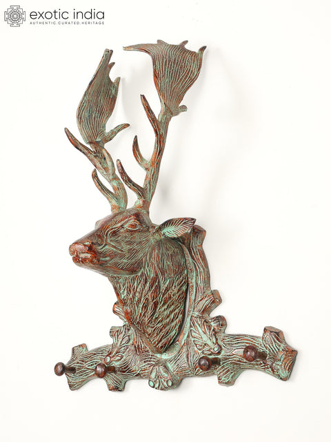 22" Wall Hanging Deer Head with Hooks | Home Decor
