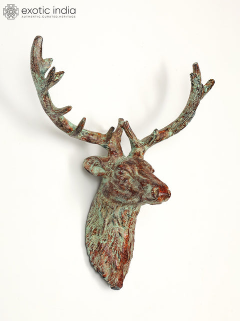 20" Brass Deer Wall Hanging Head | Home Decor